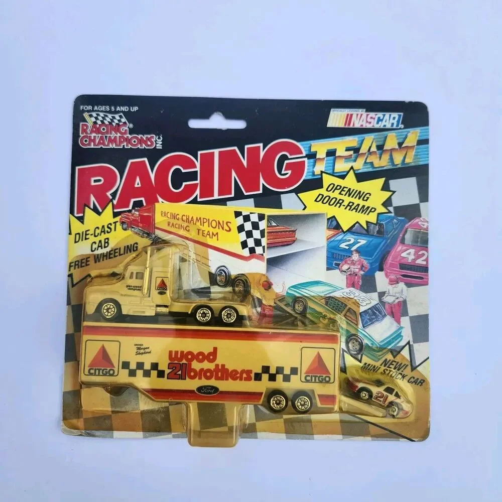 Vtg 1992 Racing Team #21 Morgan Shepherd Transporter W Mini Stock Car